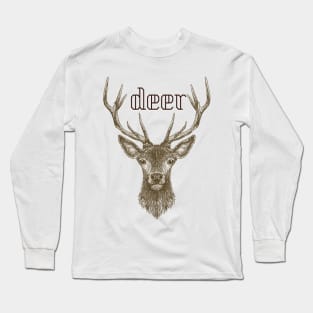 Deer Drawing Style Long Sleeve T-Shirt